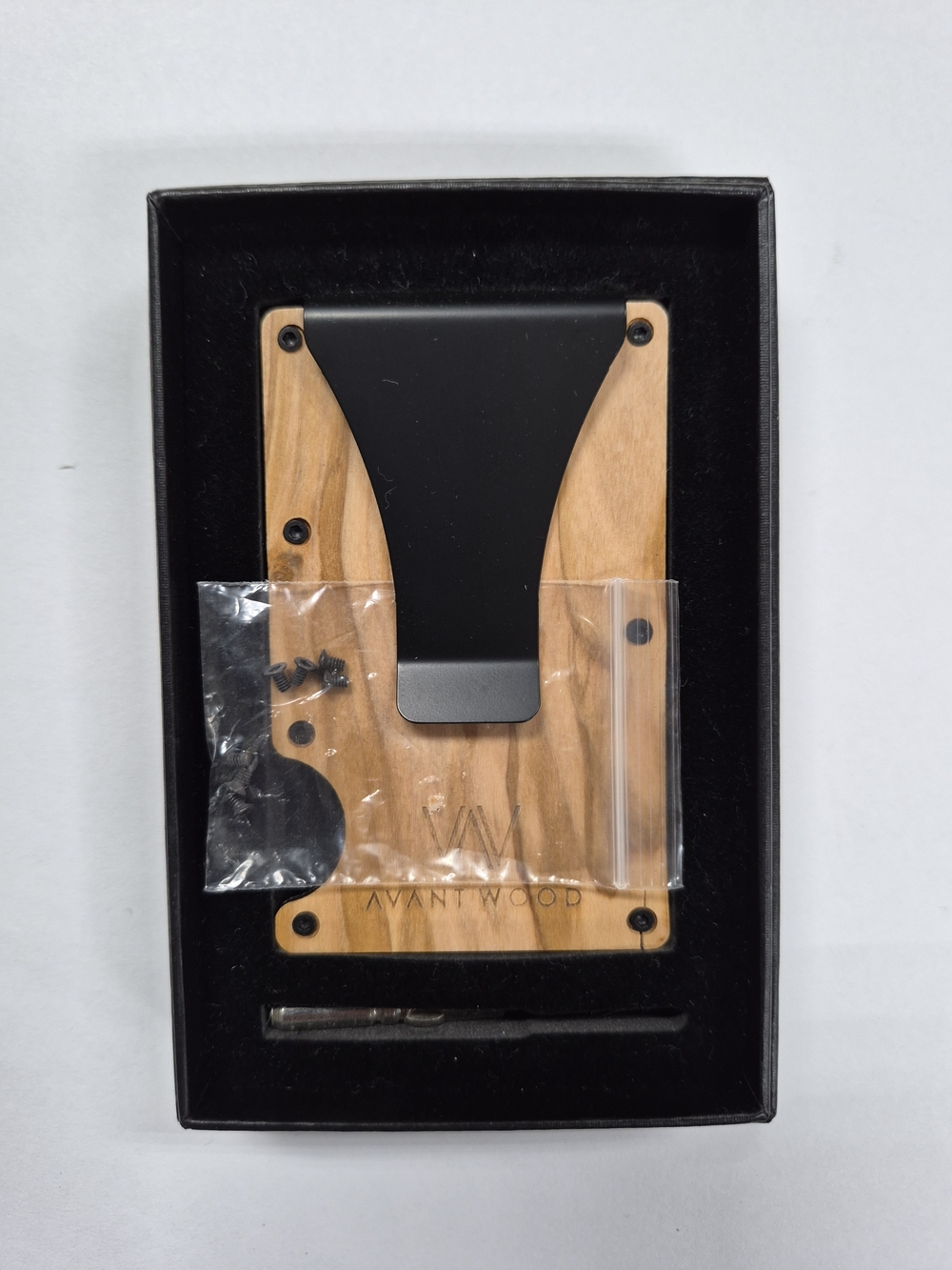 AvantWood Wooden Money Clip And card holder Wallet - Natural Wood & Black